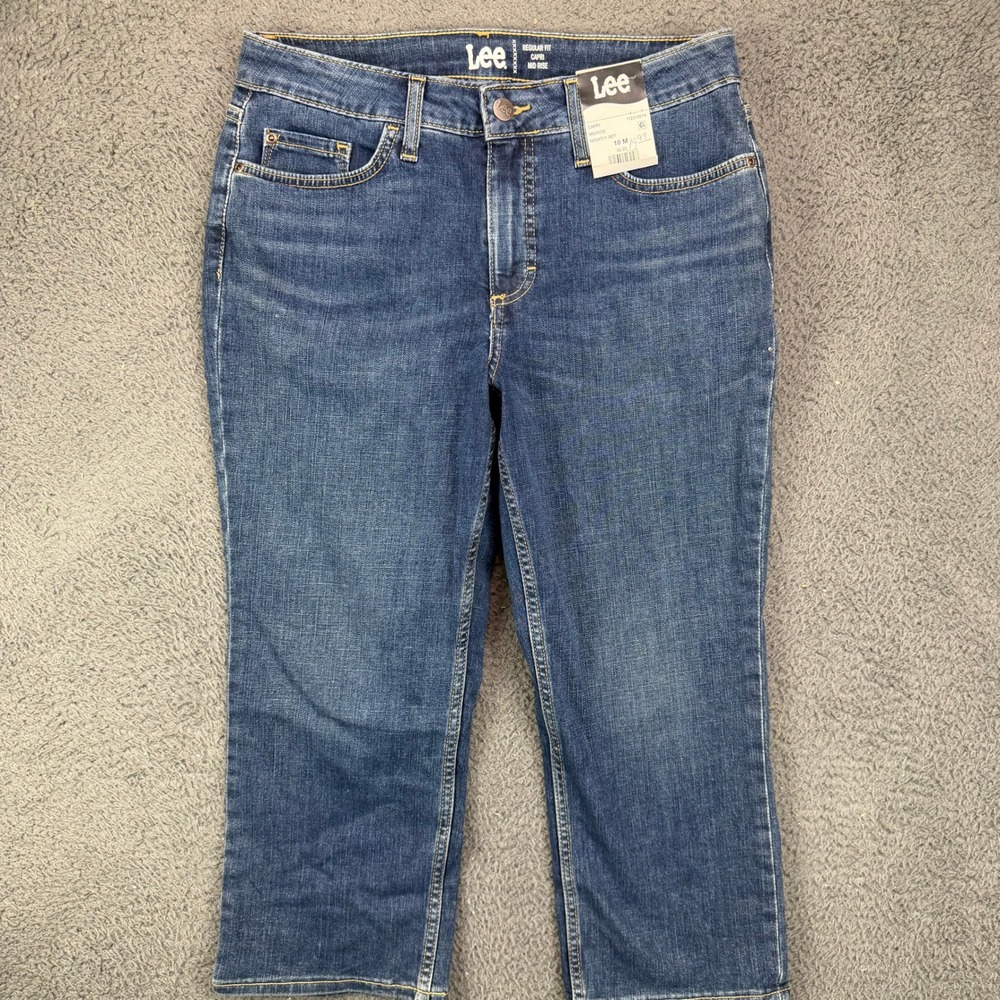 Lee Regular Fit Capri Mid Rise Jeans‎ Nightly Set Blue Size 10M 112315574